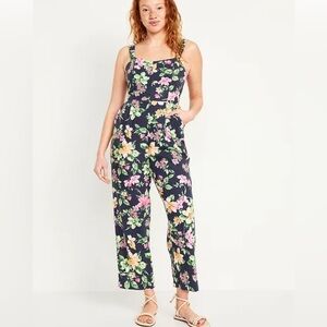 Old Navy Navy Floral Jumpsuit